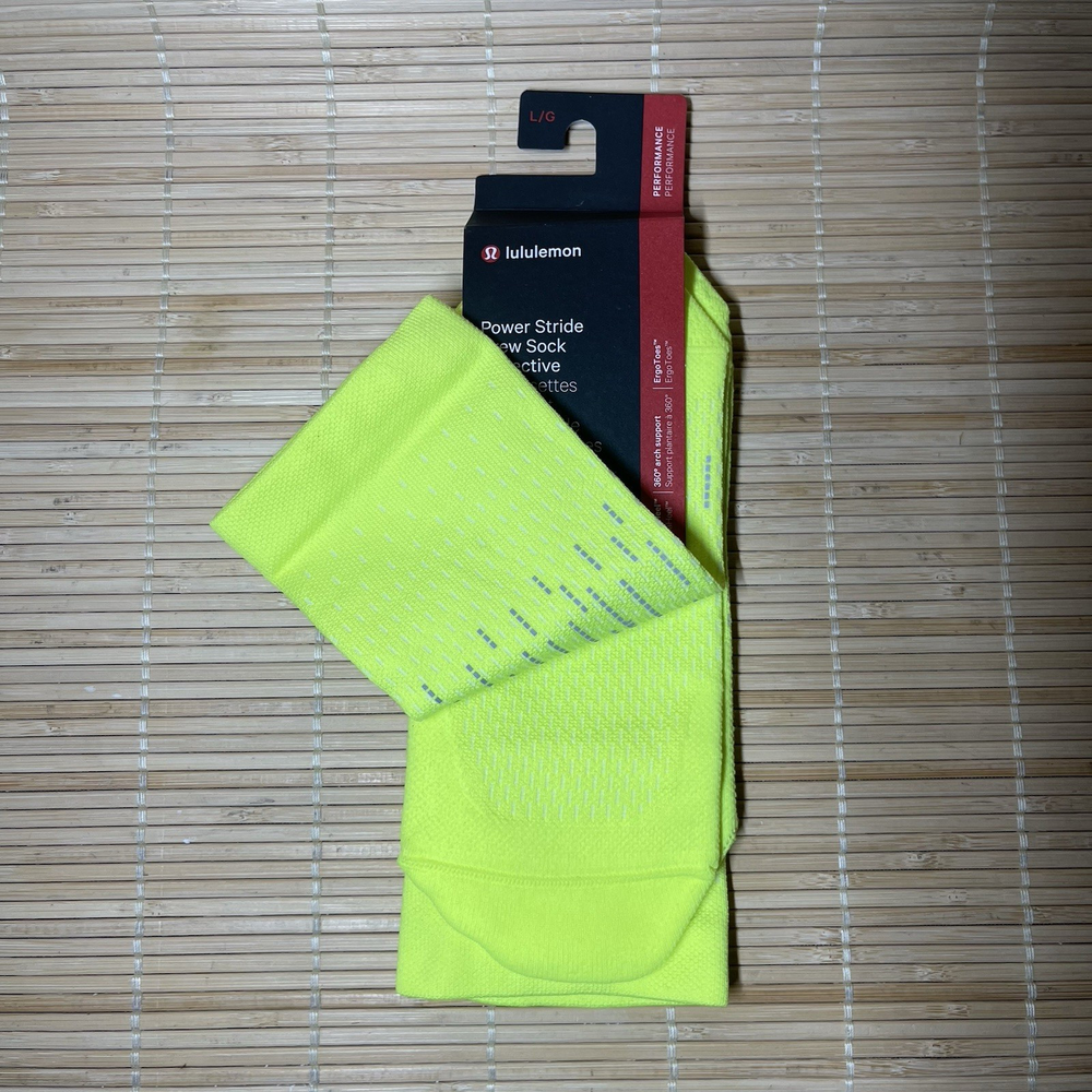 Lululemon Socks Mens XL Green Not Power Stride Boot Crew Neon Yellow NWT